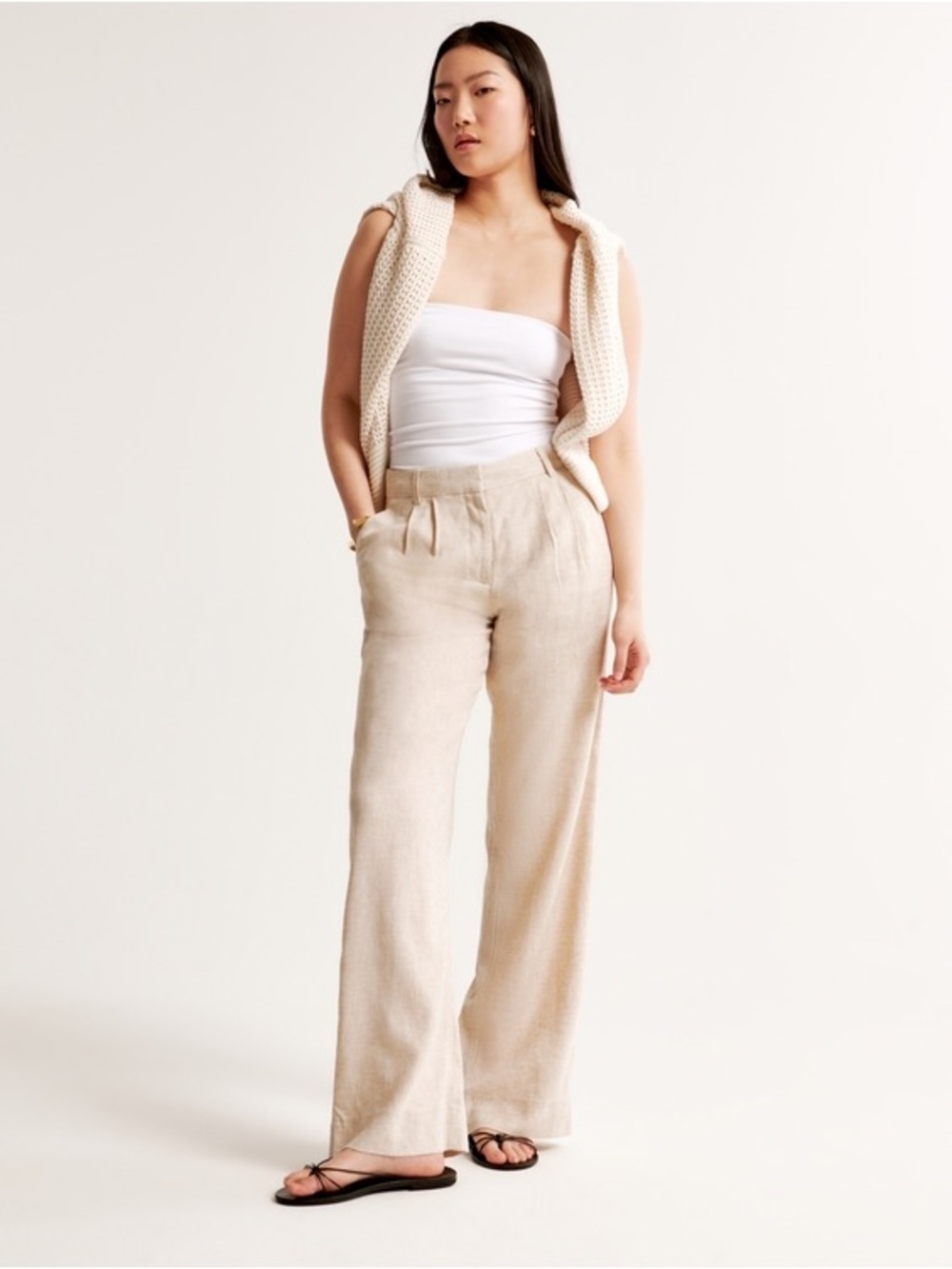 Abercrombie & Fitch Sloane Tailored Linen-Blend Pant